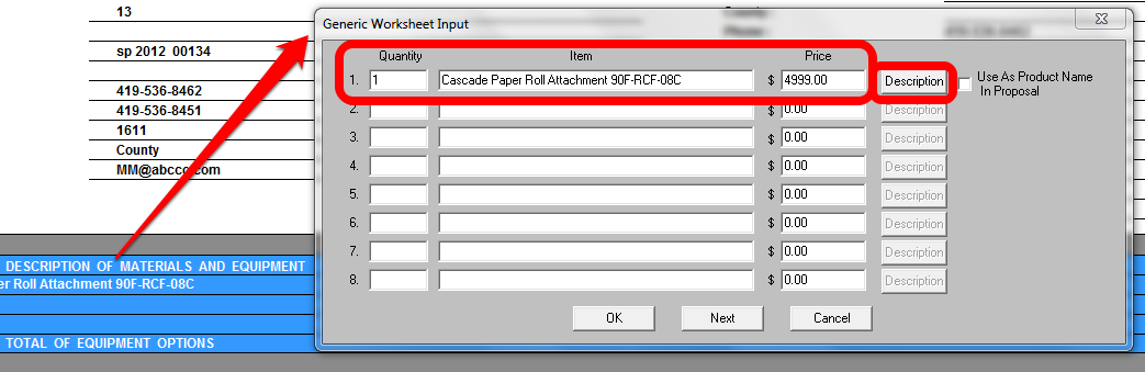 Generic Worksheet Input